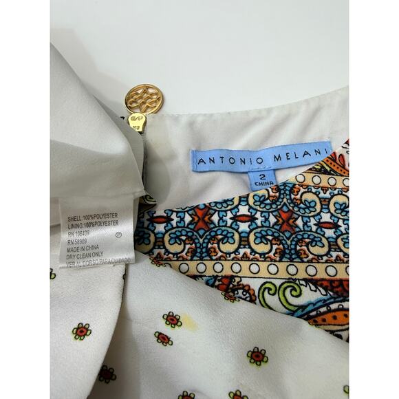 Antonio Melani Paisley Shift Dress Women Size 2 Multicolor Zip Back - Picture 3 of 12